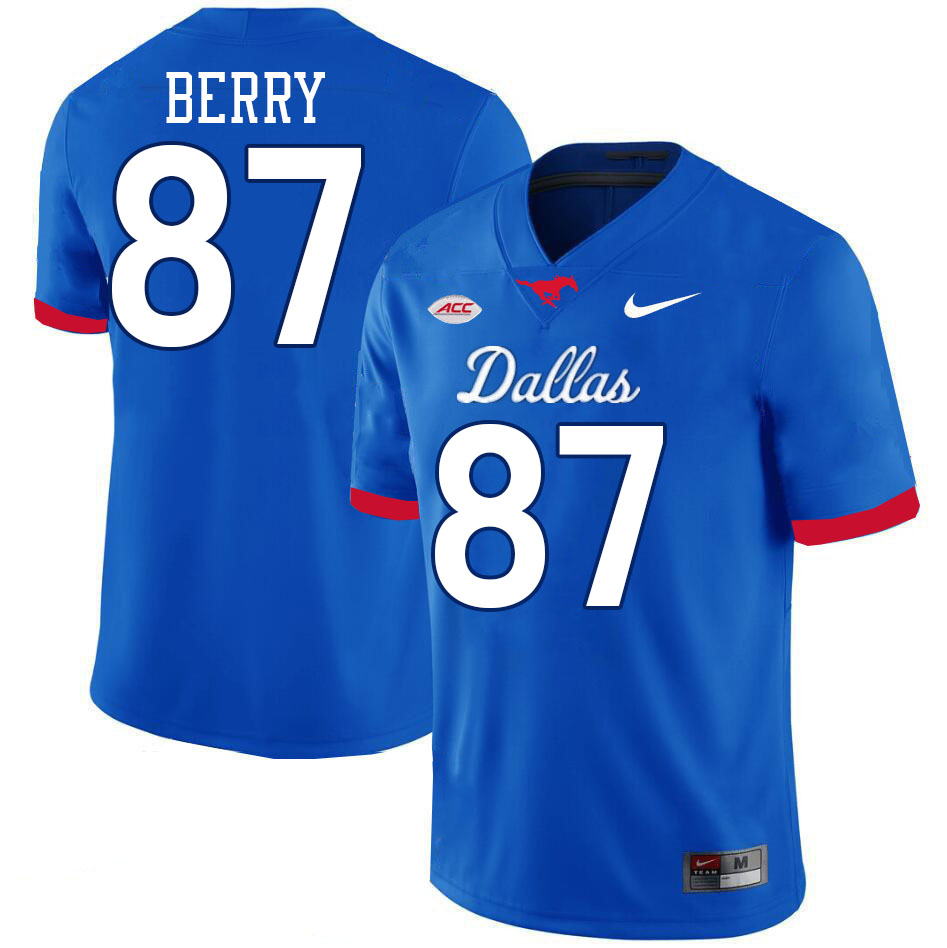 SMU Mustangs #87 Raymond Berry Jersey College Football Uniforms-Dallas Royal